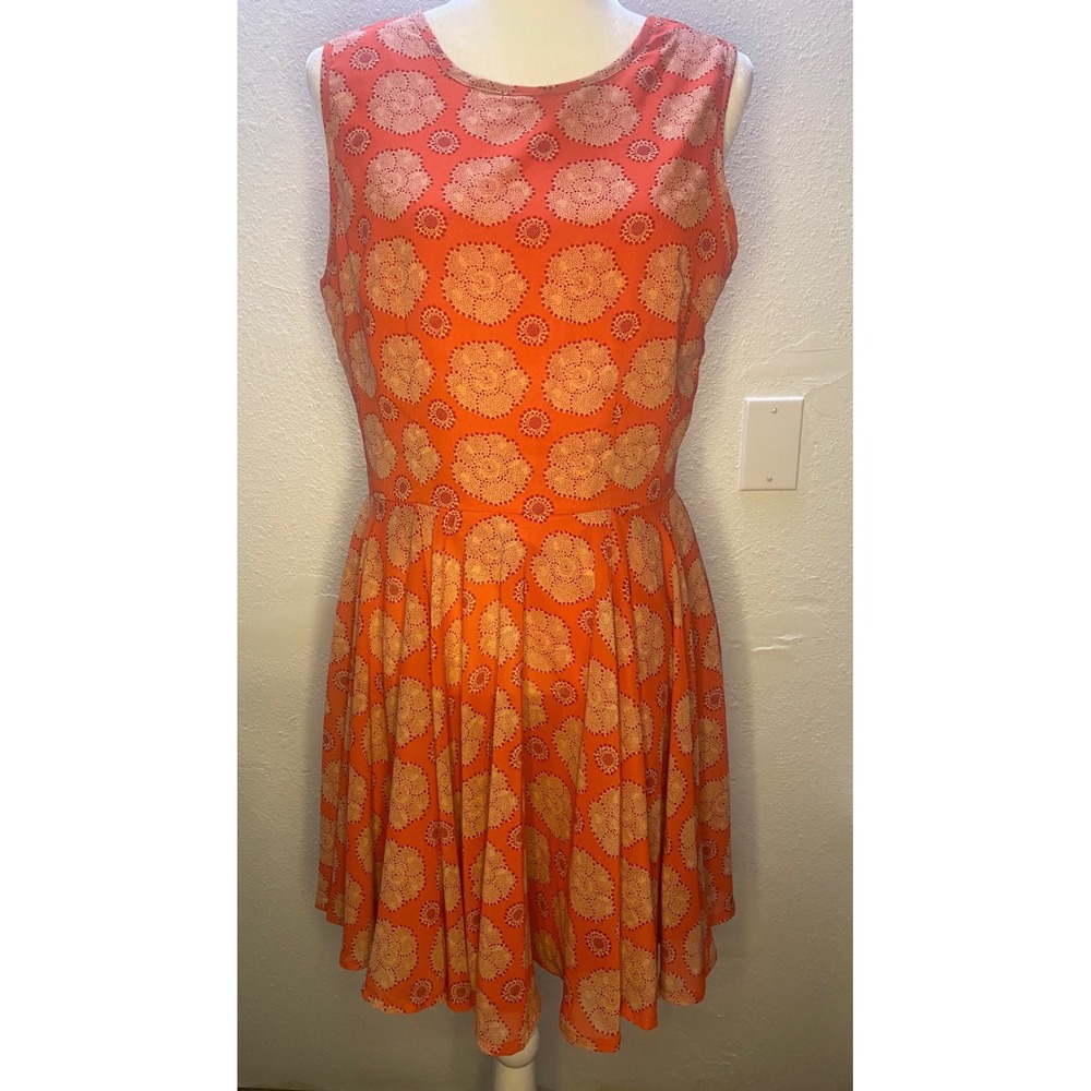 Maison Jules Anthropologie Fit Flare Dress Women's Large Orange Sleeveless
